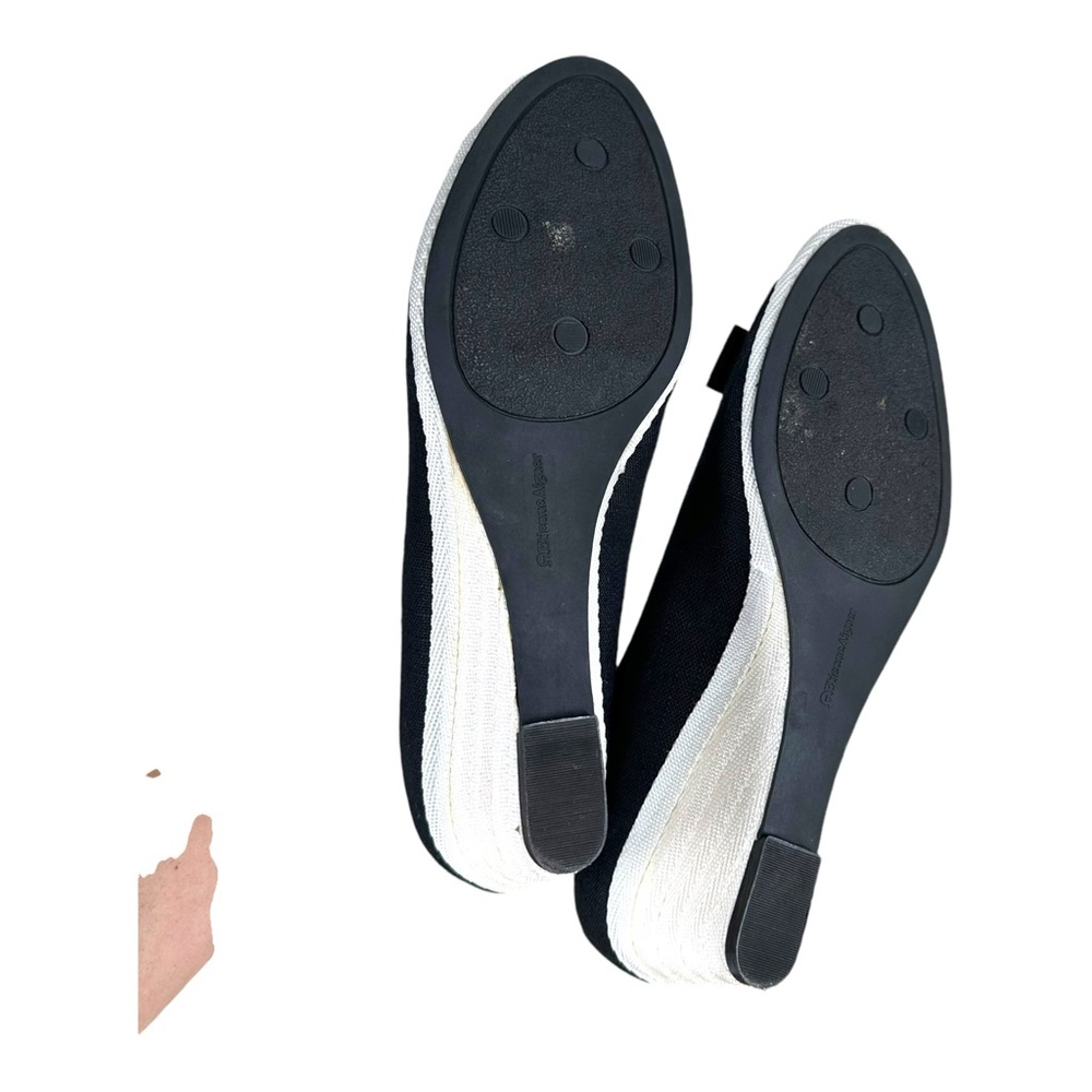 Etienne Aigner Women’s 10 Black Linen Wedge Peep Toe Heels Digit Casual Y2K VTG - Picture 9 of 12